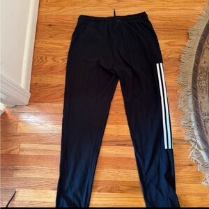 Adidas large men’s Black Track Pants with White Stripes worn once